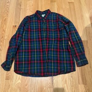 L.L. Bean Blue and Red Casual Button Down Shirt